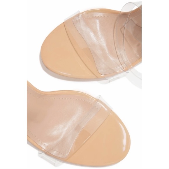 Nude Clear Strap Low Chunky Heel - Picture 4 of 9